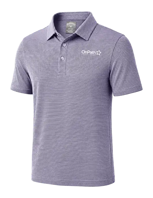 Callaway Navy Fine Line Stripe Polo w/OnPath Logo