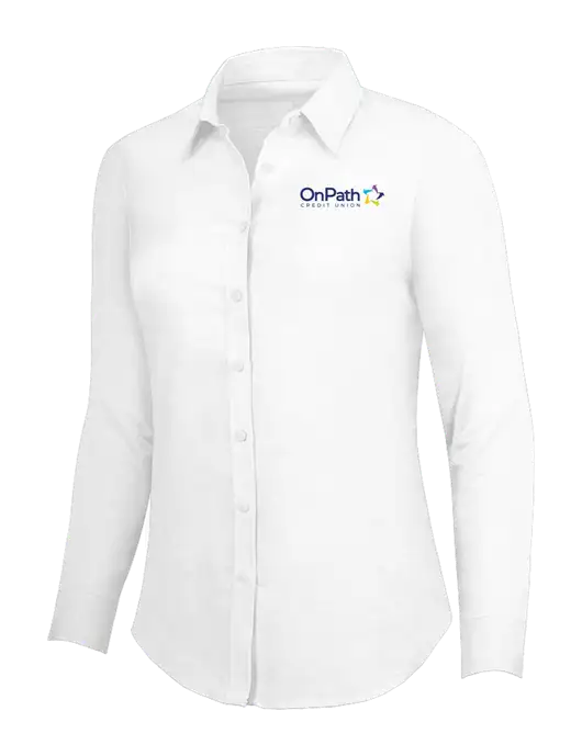 White Womens SuperPro Oxford Shirt w/OnPath Logo