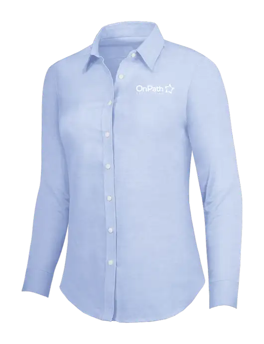 Light Blue Womens SuperPro Oxford Shirt w/OnPath Logo