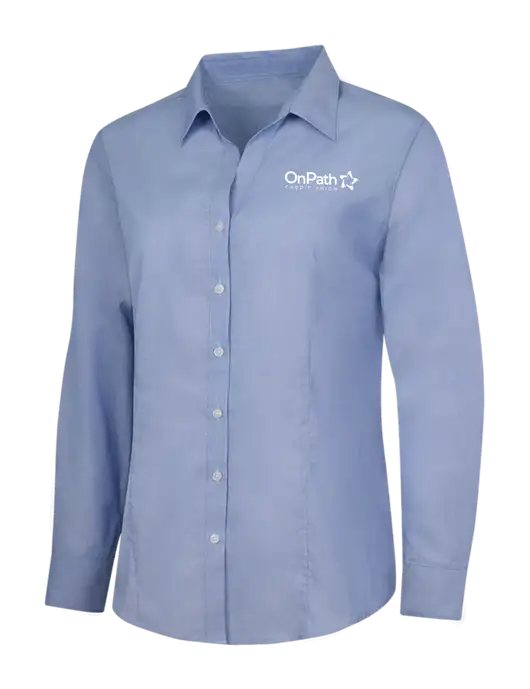 Light Slate Blue Womens Crosshatch Easy Care Shirt w/OnPath Logo