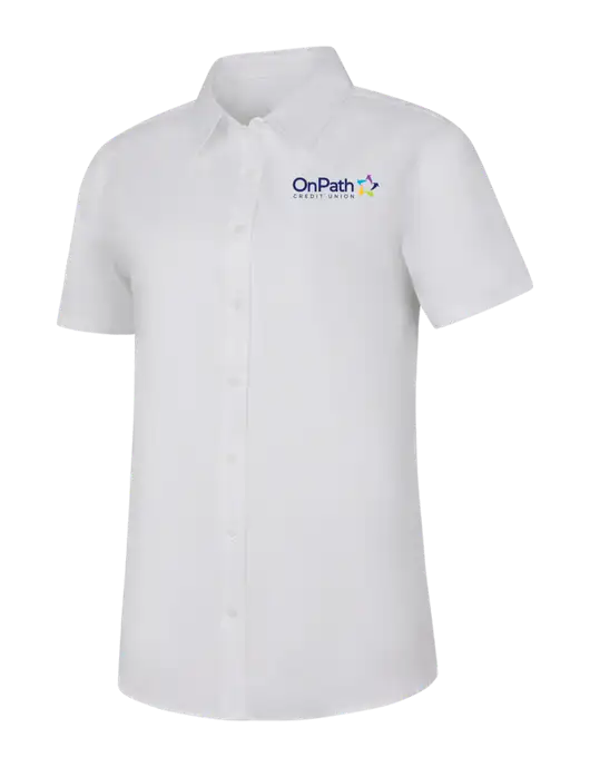 Womens White Short Sleeve Superpro React Twill Shirt w/OnPath Logo