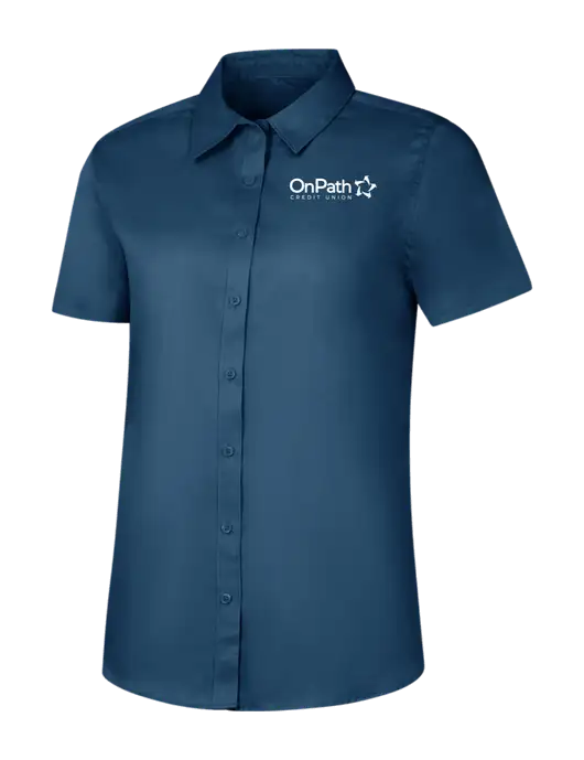 Womens Light Navy Short Sleeve Superpro React Twill Shirt w/OnPath Logo