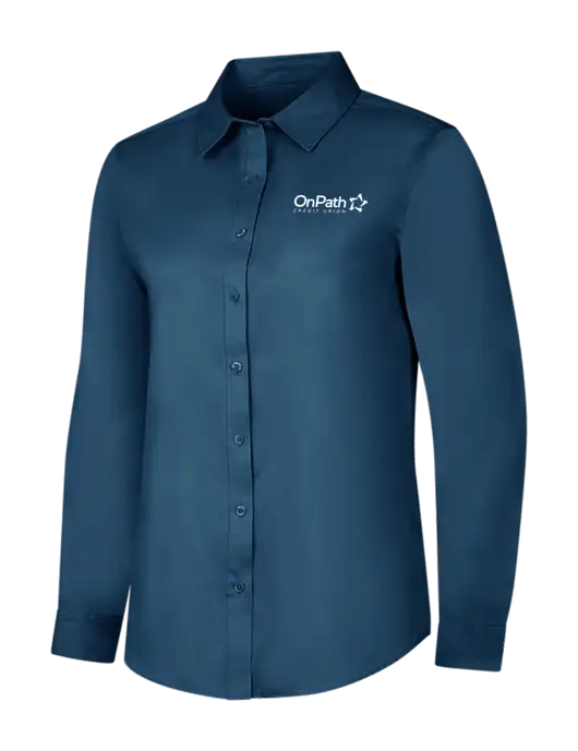 Light Navy Womens Long Sleeve Superpro React Twill Shirt w/OnPath Logo
