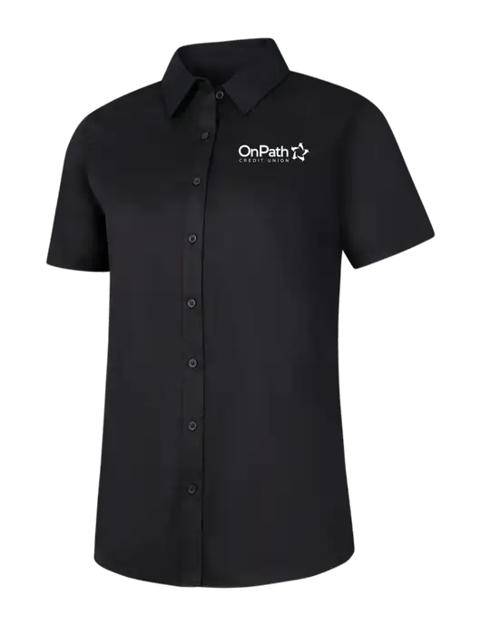 Womens Black Short Sleeve Superpro React Twill Shirt w/OnPath Logo