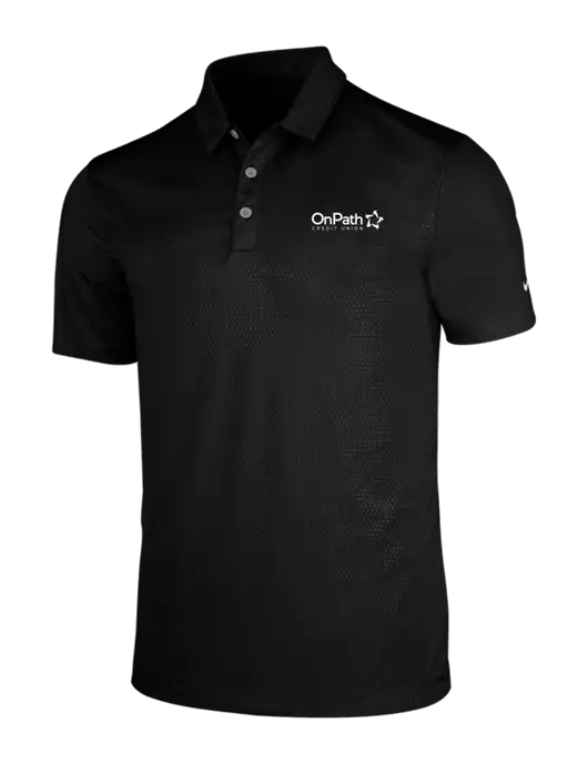NIKE Black Dri-Fit Embossed Tri-Blade Polo w/OnPath Logo