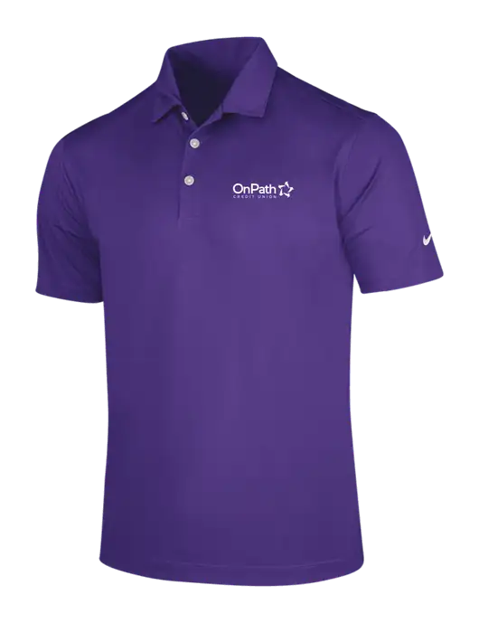 NIKE Purple Dri-Fit Vertical Mesh Polo w/OnPath Logo
