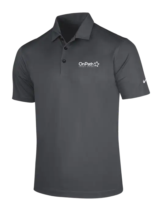 NIKE Dark Grey Dri-Fit Vertical Mesh Polo w/OnPath Logo
