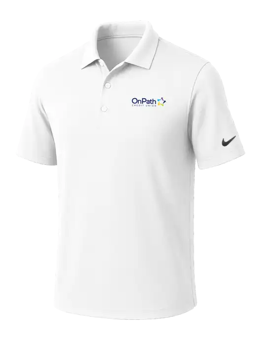 NIKE White Dri-Fit Micro Pique Polo w/OnPath Logo