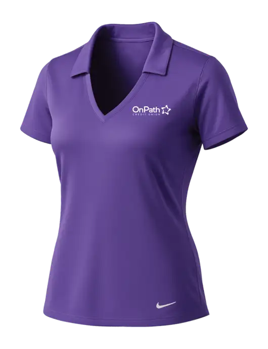 NIKE Purple Womens Dri-Fit Vertical Mesh Polo w/OnPath Logo