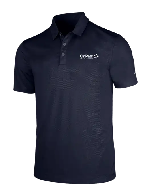 NIKE Dark Navy Dri-Fit Embossed Tri-Blade Polo w/OnPath Logo
