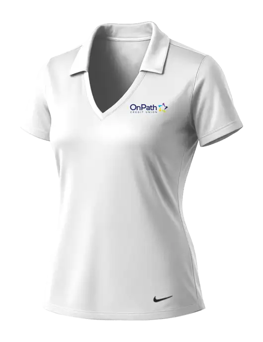 NIKE White Womens Dri-Fit Vertical Mesh Polo w/OnPath Logo