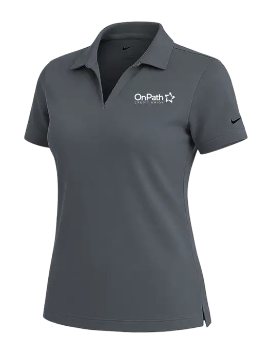 NIKE Dark Grey Womens Dri-Fit Micro Pique Polo w/OnPath Logo