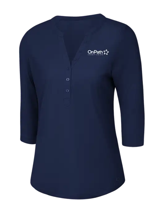 OGIO Navy Jewel Henley w/OnPath Logo