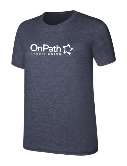 Womens Ring Spun Heather Navy 4.5 oz T-Shirt w/OnPath Logo