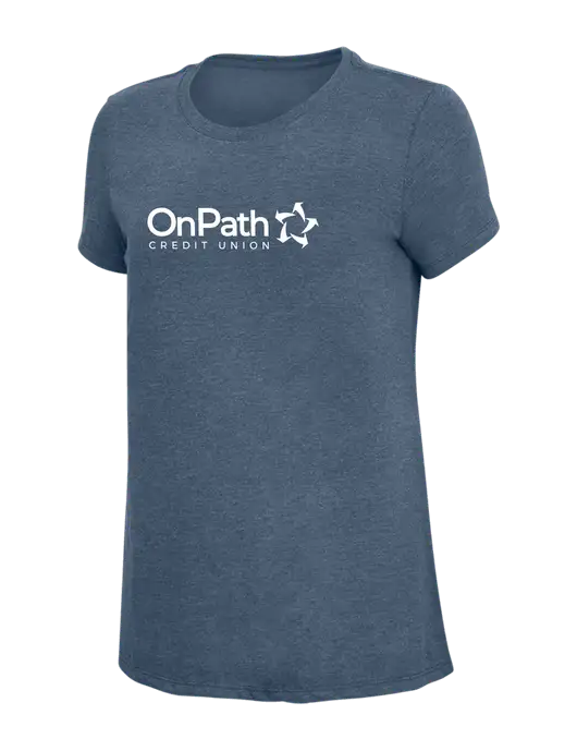 Womens Simply Soft Navy Frost 4.5oz  Poly/Combed Ring Spun Cotton T-Shirt w/OnPath Logo