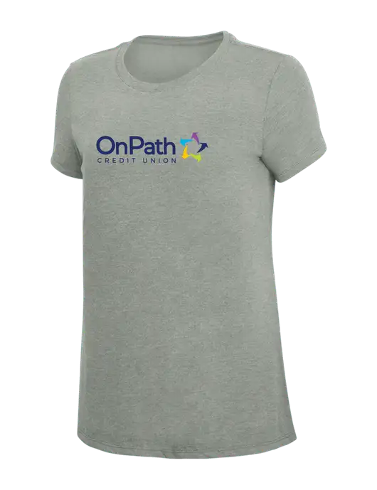 Womens Simply Soft Grey Frost 4.5oz  Poly/Combed Ring Spun Cotton T-Shirt w/OnPath Logo