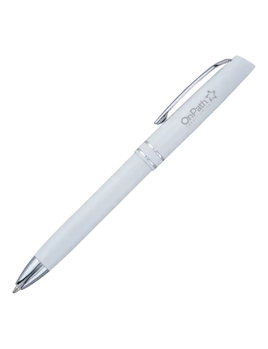 White Anguilla Black Ink Pen w/OnPath Logo