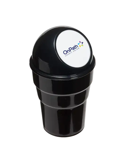 Black Car Cup Holder Trash Can w/OnPath Logo