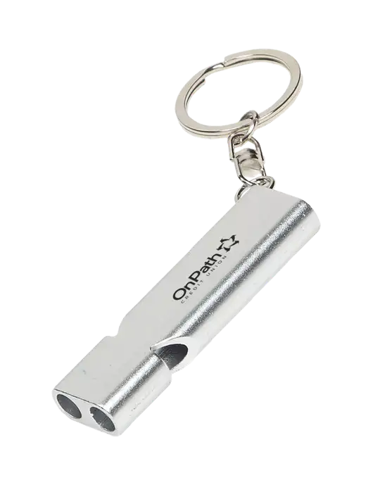 Quick Alert Silver Safety Whistle w/OnPath Logo