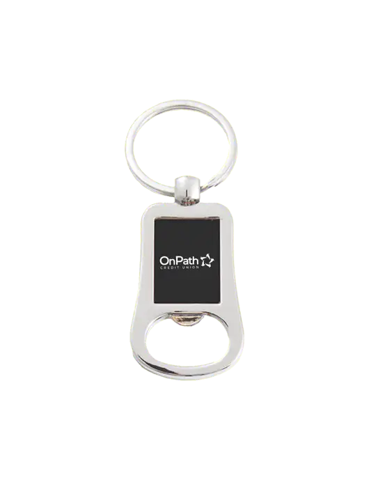 Silver & Black Bottle Opener Keychain w/OnPath Logo