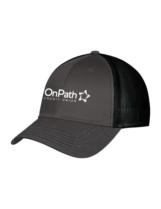 Charcoal & Black Mesh Trucker Cap Snap Back w/OnPath Logo
