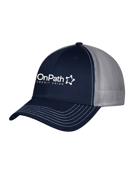 Navy & Grey Mesh Trucker Cap Snap Back w/OnPath Logo