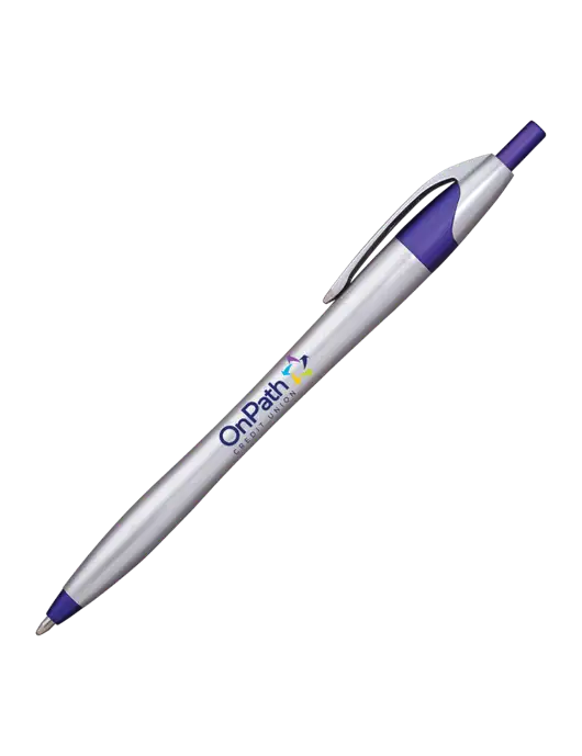 Novella Purple/Chrome Bright Pen - Blue Ink w/OnPath Logo