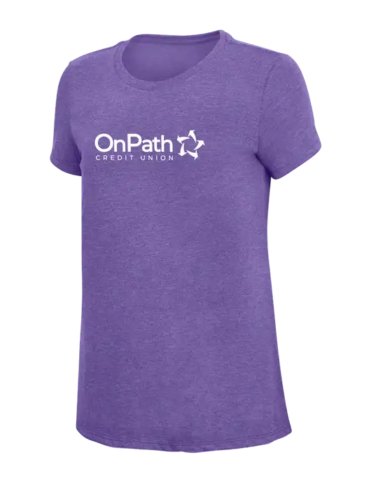 Womens Simply Soft Purple Frost 4.5oz  Poly/Combed Ring Spun Cotton T-Shirt w/OnPath Logo