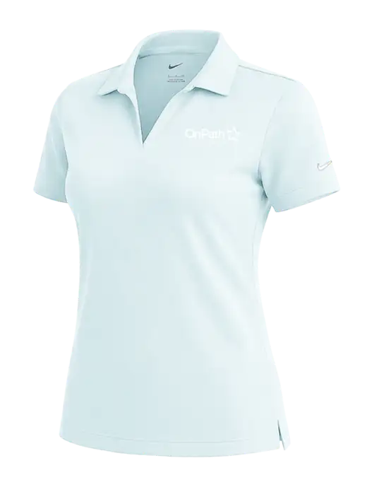 NIKE Very Light Blue Womens Dri-Fit Micro Pique Polo w/OnPath Logo