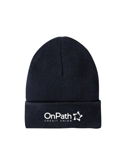Recycled True Navy Beanie w/OnPath Logo