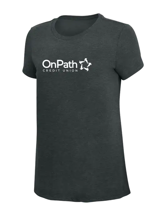 Womens Simply Soft Black Frost 4.5oz Poly/Combed Ring Spun Cotton T-Shirt w/OnPath Logo