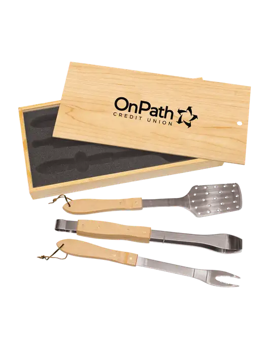 Wood BBQ Gift Set w/OnPath Logo