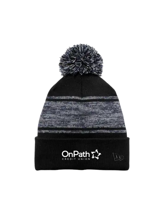 New Era Black/Navy Knit Chilled Pom Beanie w/OnPath Logo