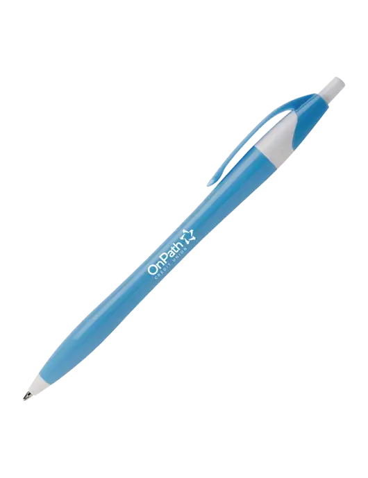 Novella Light Blue/White Breeze Pen - Blue Ink w/OnPath Logo
