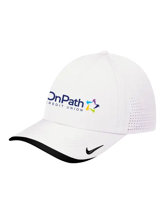 Nike White/Black Dri-FIT Perforated Performance Cap w/OnPath Logo