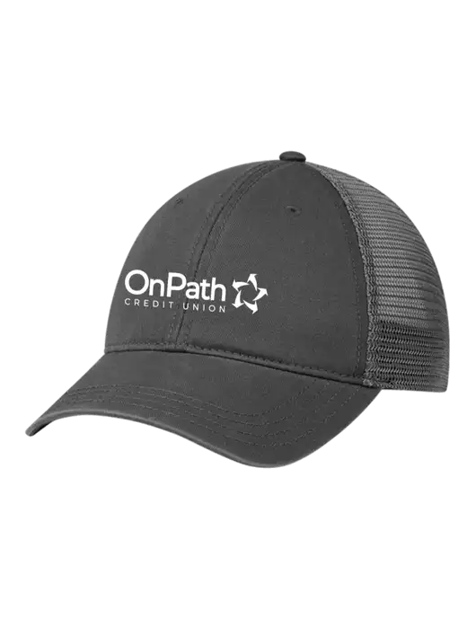 Richardson 111 Garment Washed Trucker Cap Charcoal w/Charcoal Mesh w/OnPath Logo