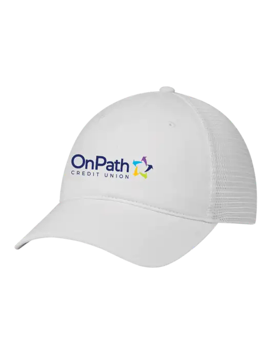 Richardson 111 Garment Washed Trucker Cap White w/White Mesh w/OnPath Logo