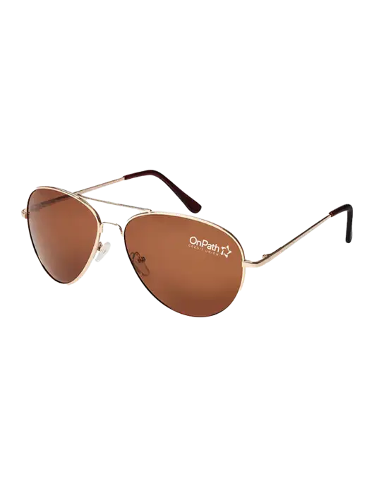Aviator Coffee Brown with Gold Sunglasses  w/OnPath Logo