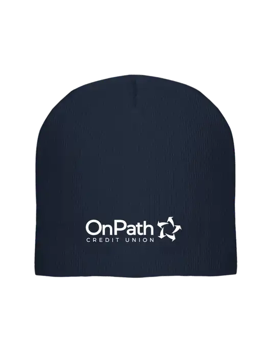 Solid Navy Element Knit Beanie w/OnPath Logo