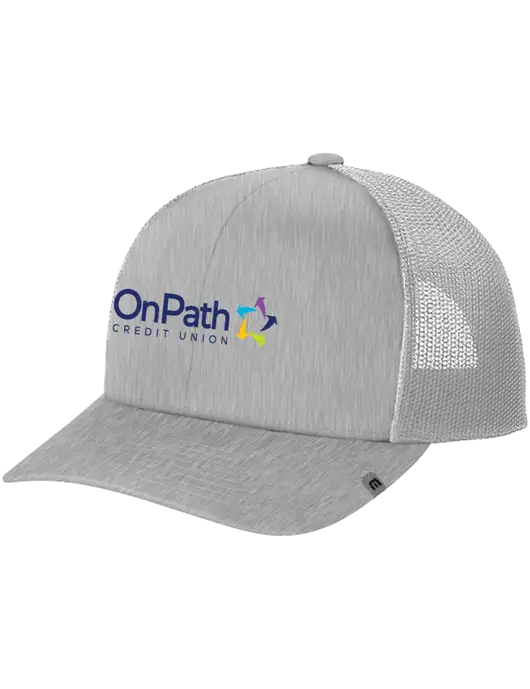 TravisMathew Light Medium Grey Heather Cruz Trucker Cap w/OnPath Logo