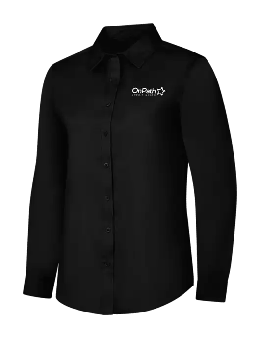 Womens Black Long Sleeve Superpro React Twill Shirt w/OnPath Logo