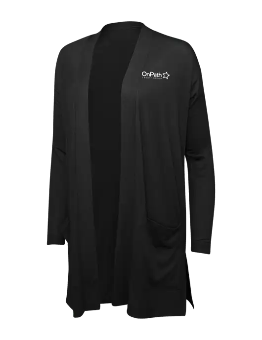 Black Womens Concept Long Pocket Cardigan w/OnPath Logo
