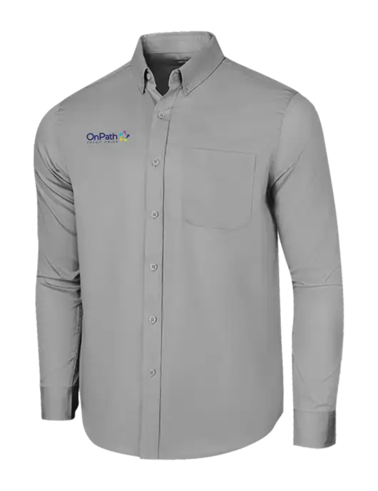 Long Sleeve Light Grey Superpro React Twill Shirt w/OnPath Logo