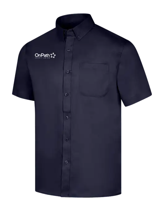 Short Sleeve Navy Superpro React Twill Shirt w/OnPath Logo
