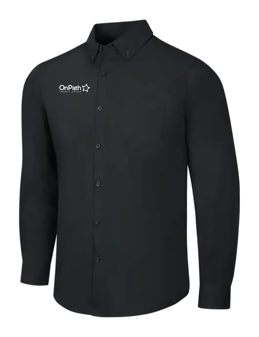 Black Long Sleeve Carefree Poplin Shirt w/OnPath Logo